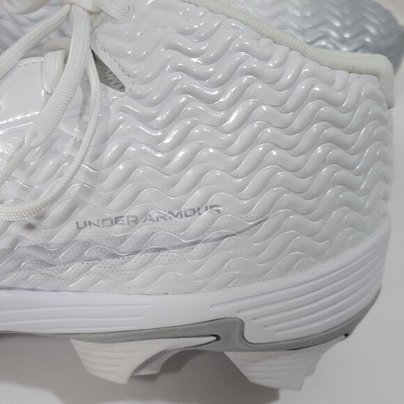 Under Armour Spotlight‎ Pro Football Cleats Men Sz 12.5 White Silver 3028207-100 main image 11